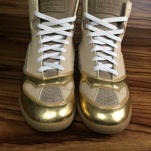 Maison Martin Margiela Golden patented leather High Top Sneakers Sz 40